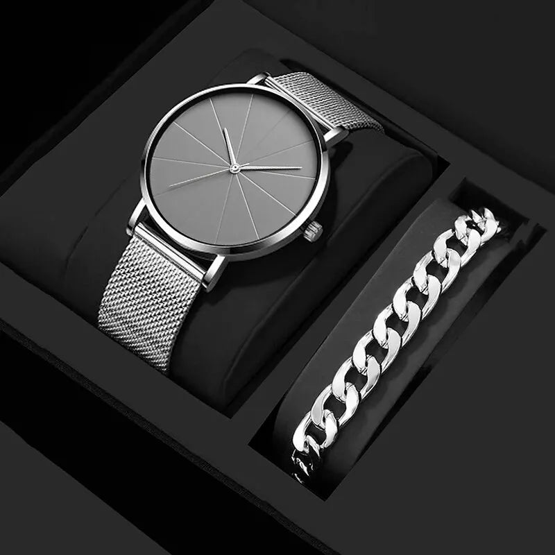 Montre Homme Quartz + Bracelet
